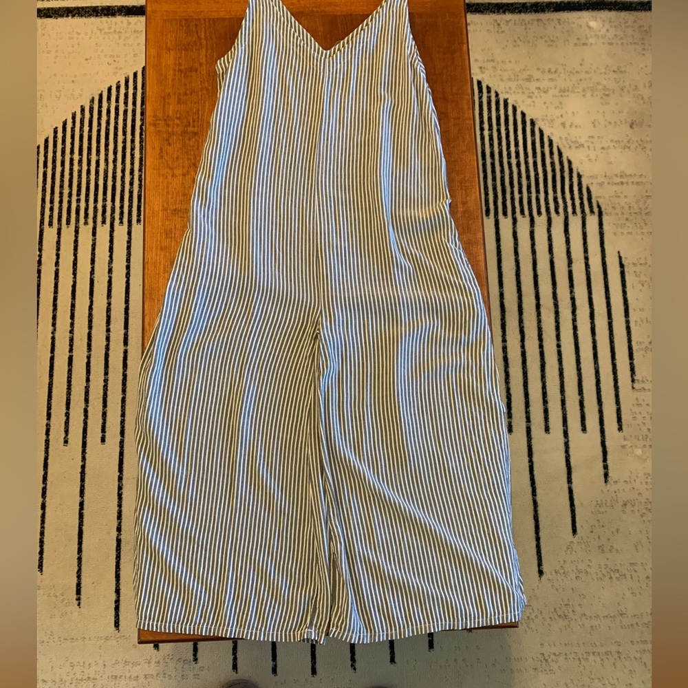 LACAUSA grey and white striped jumpsuit